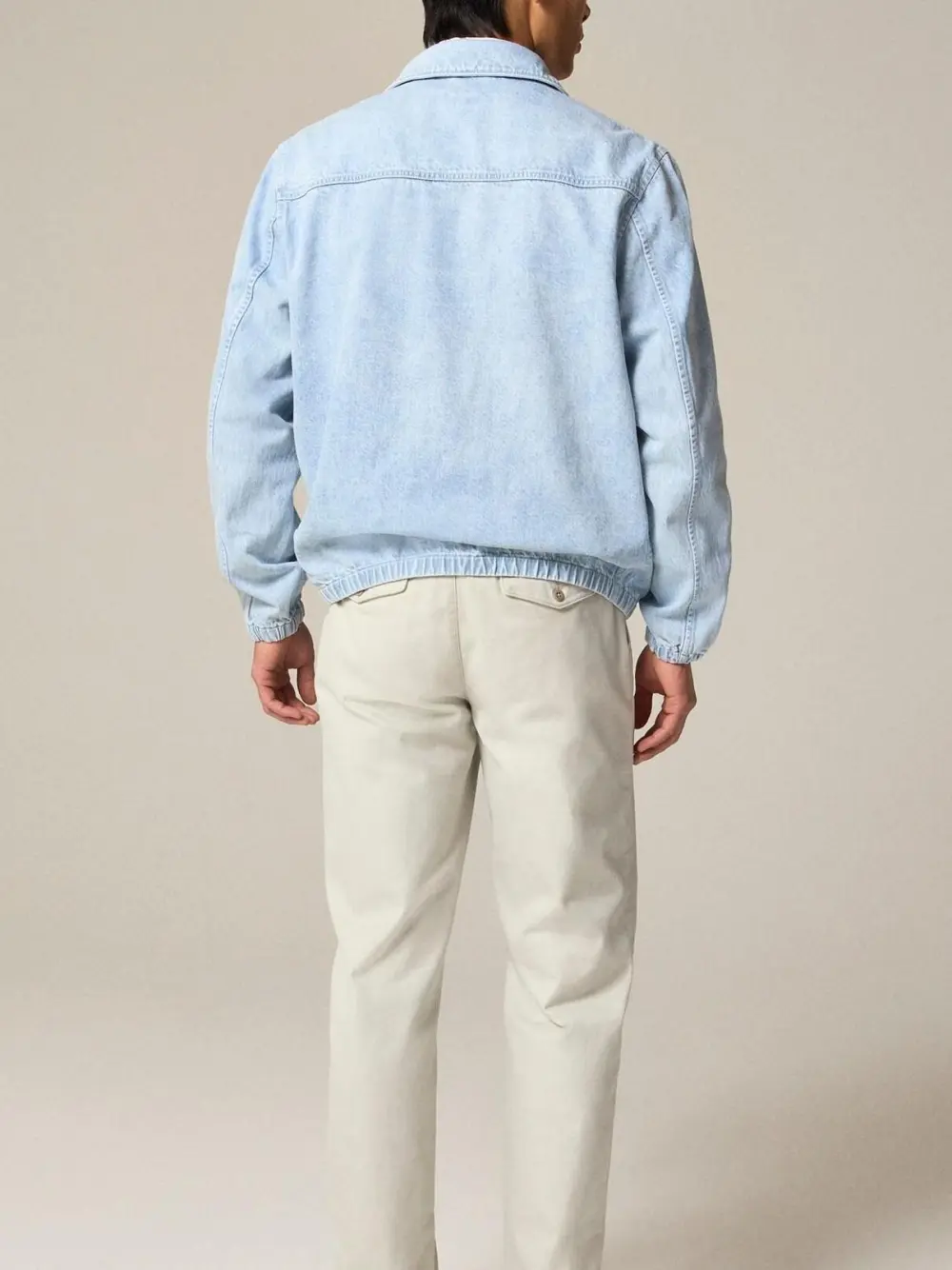 Light Blue Denim Snap Front Jacket