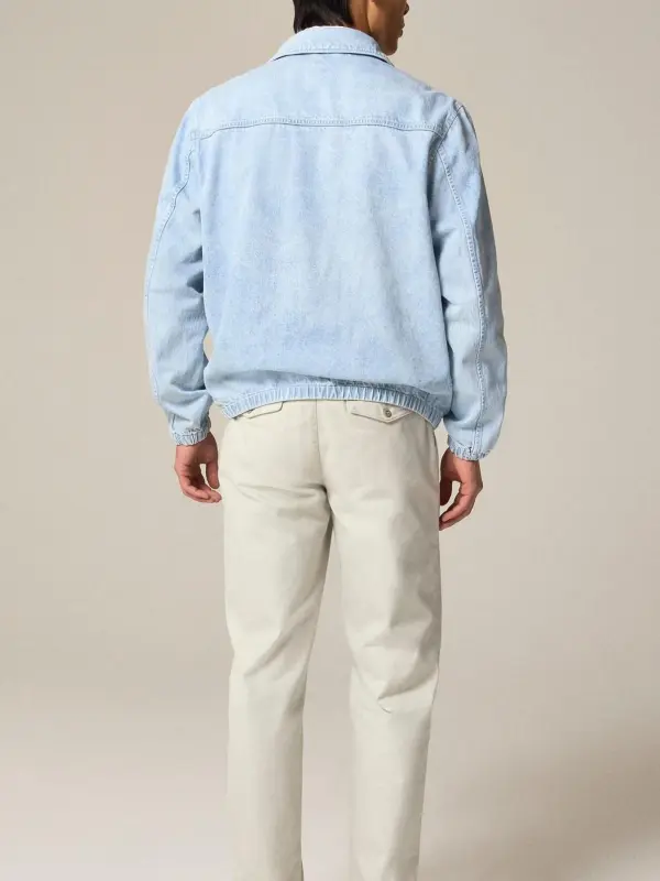 Light Blue Denim Snap Front Jacket