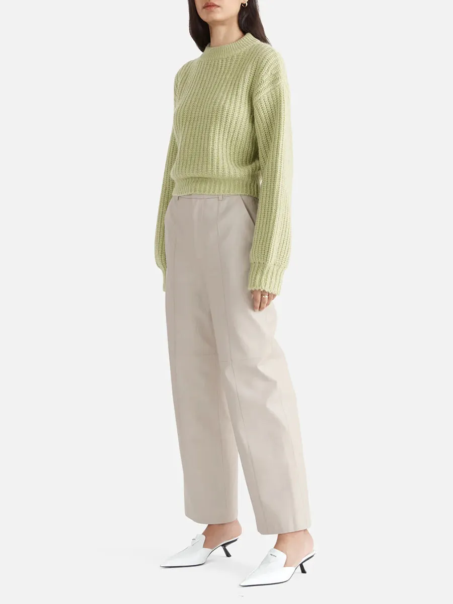 Light Green Open Back Knitted Sweater