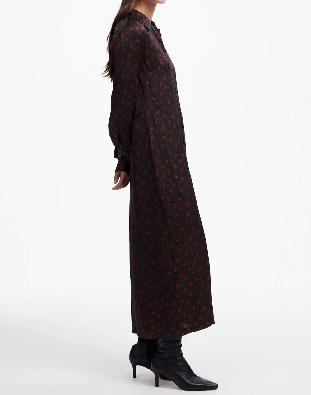 Button-Front Maxi Dress in Floral