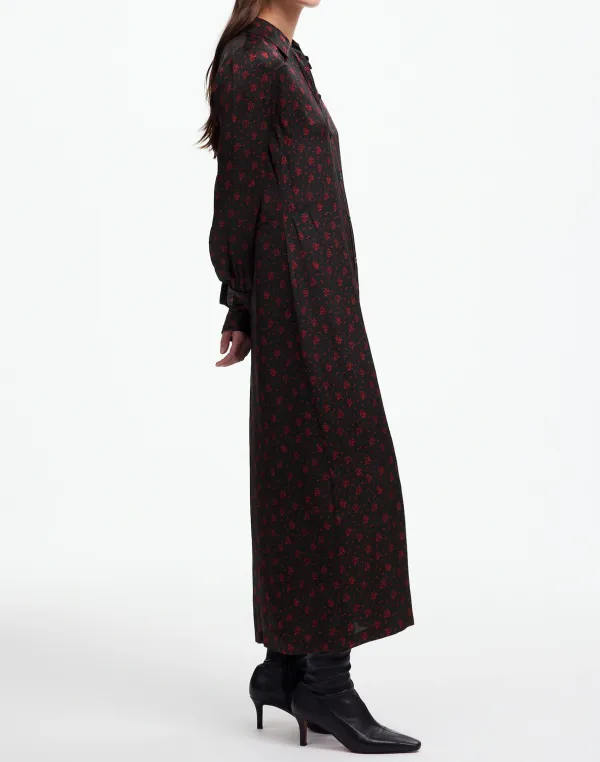 Button-Front Maxi Dress in Floral