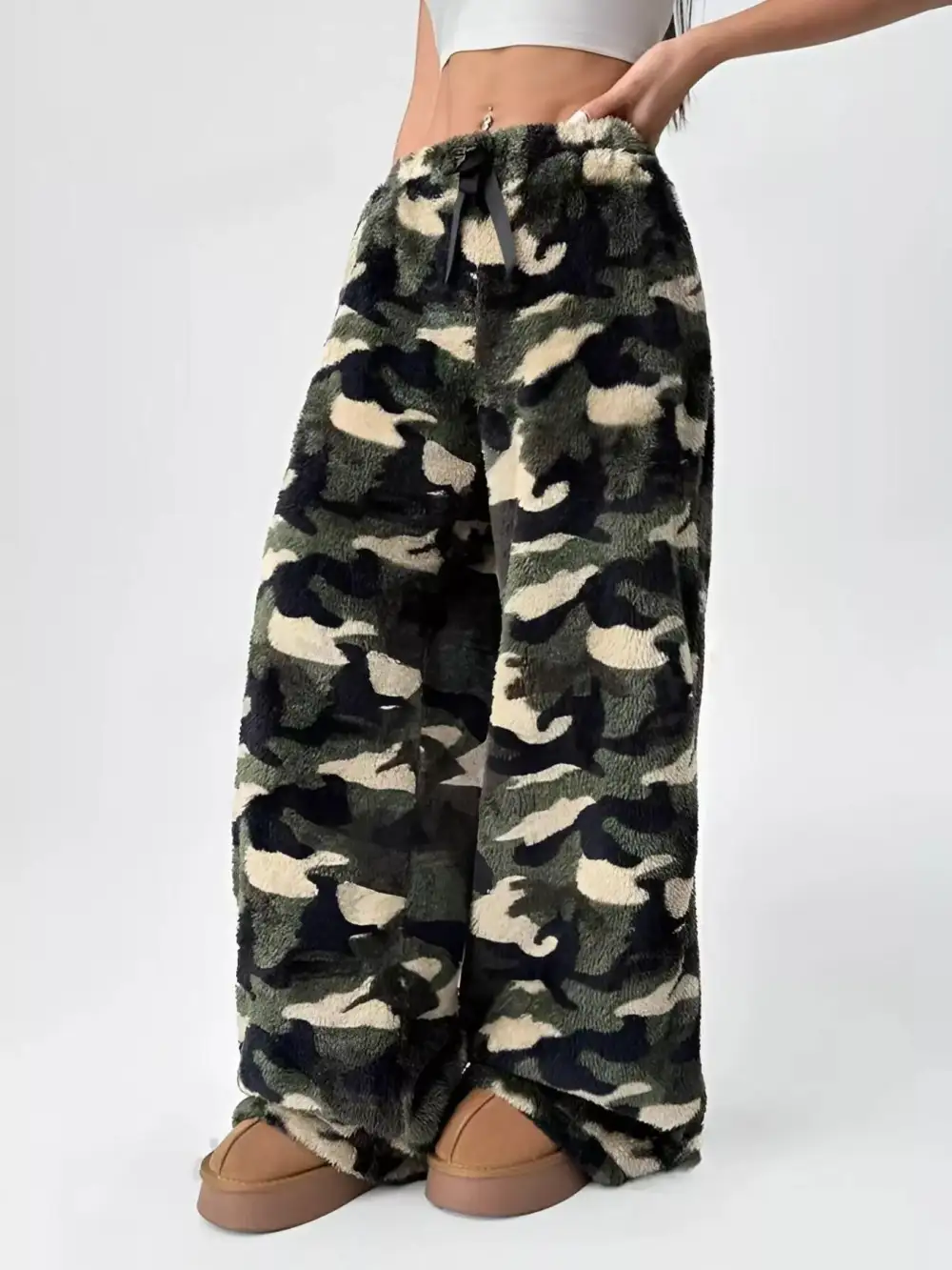 Relaxed Drawstring Wide Leg Pants