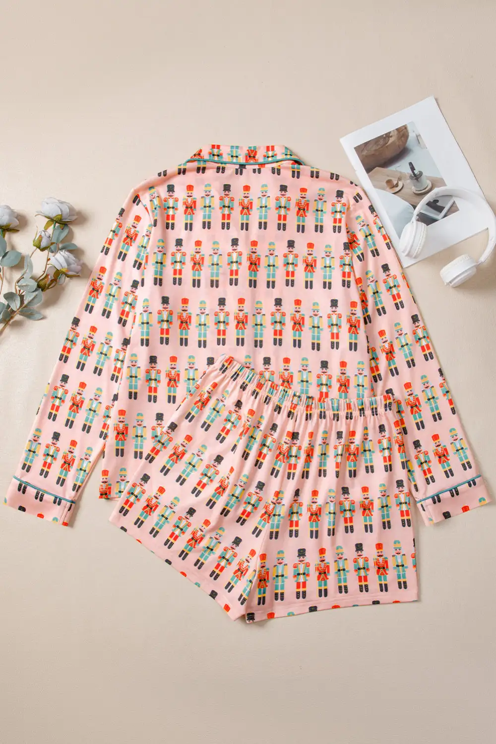 Button Front Nutcracker Pajama Set