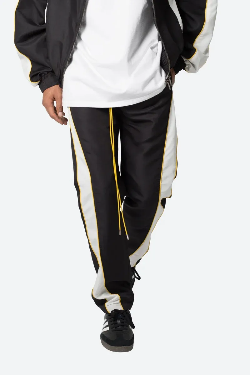 BLACK WITH YELLOW WHITE STRIPE SWEATPANTS