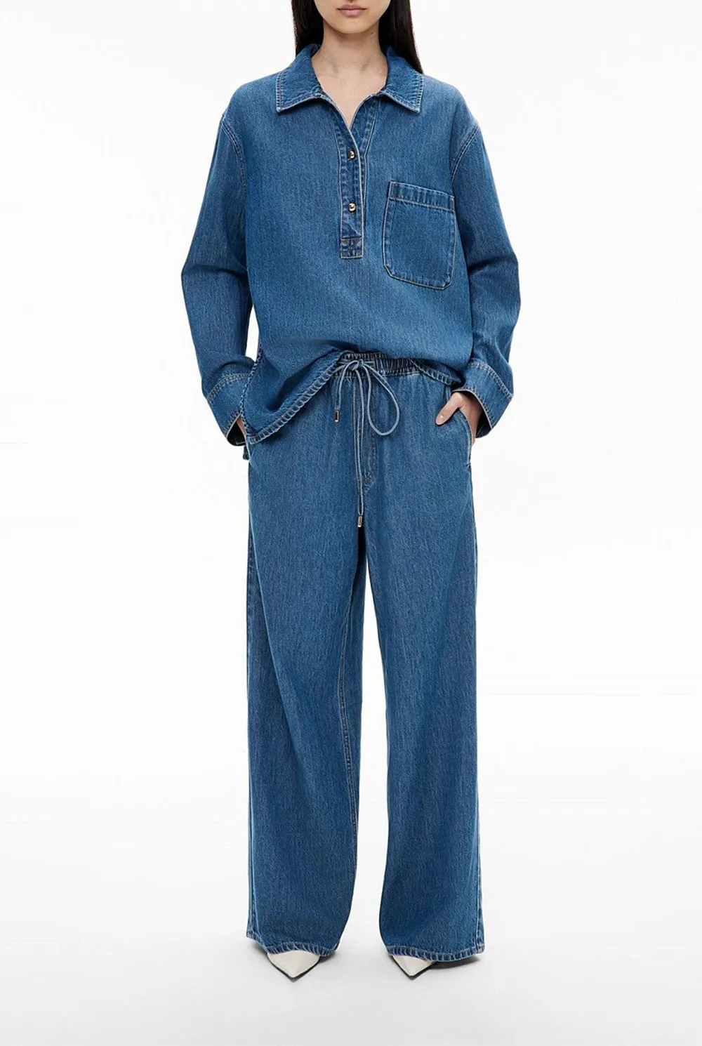 Washed Denim Button-Down Shirt