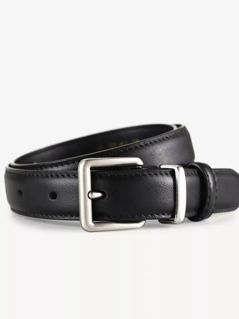 Classic Leather Belt with Square Buckle