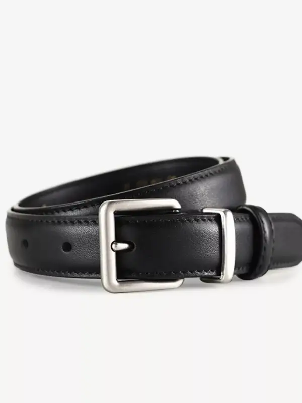 Classic Leather Belt with Square Buckle