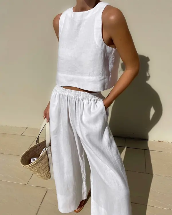 Casual Chic Solid Color Sleeveless 2pieces Set