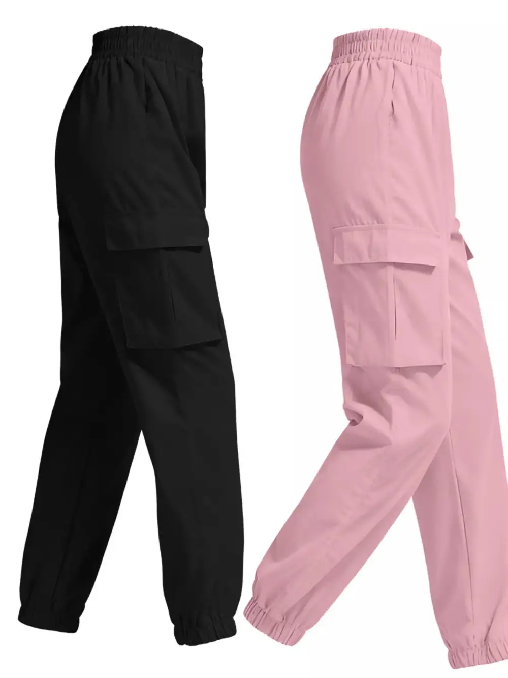 Piece Elastic Waist Cargo Pants