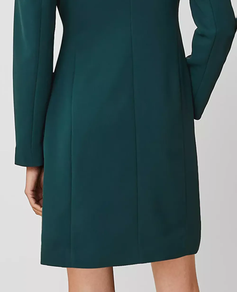 Notched Lapel Belted Sheath Dress