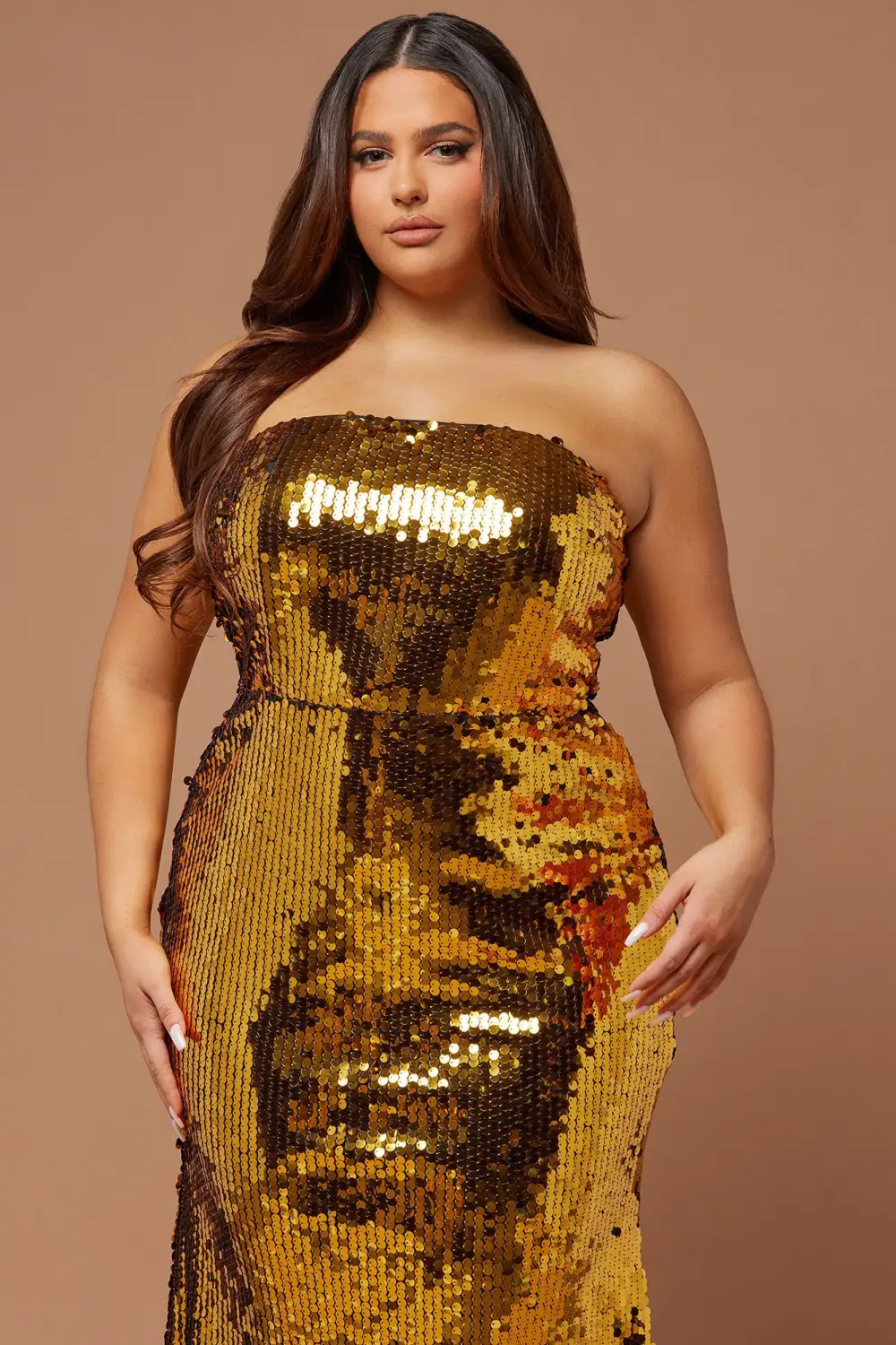 Claudette Sequin Maxi Dress - Gold