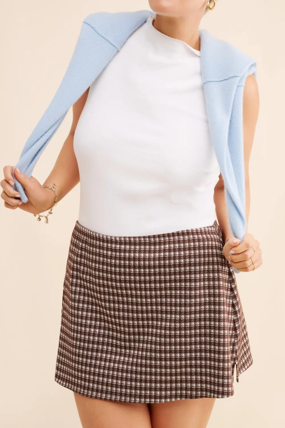 Lattice Printed Mini Skirt