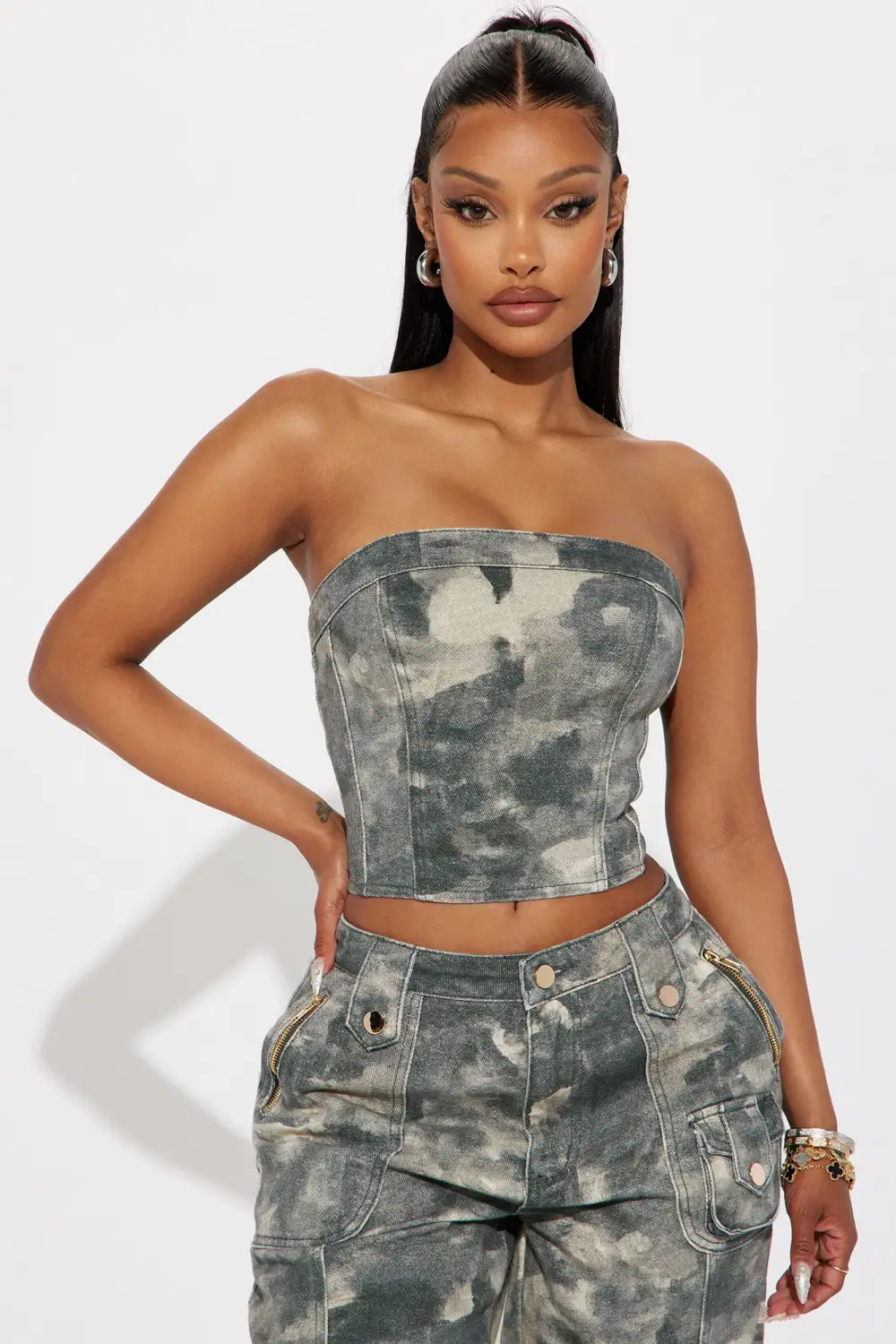 On My Mind Cargo Pant Set - Grey/combo