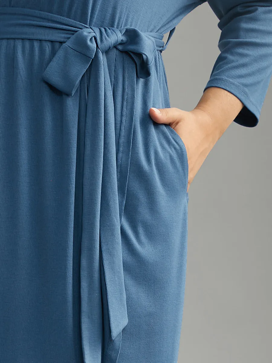 Elegant Cross-Stitching Plus-Size Women's Dress