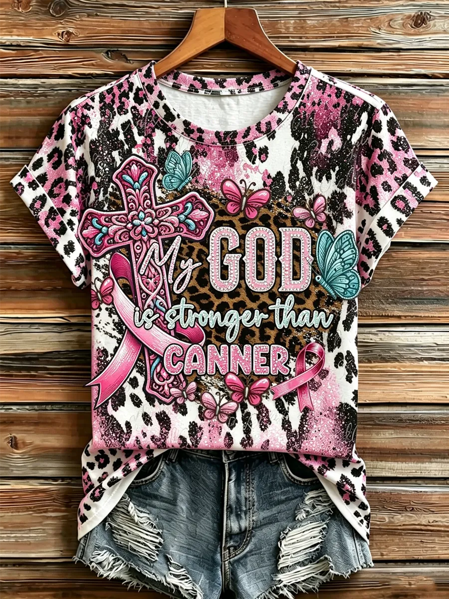 Women'S Casual Retro Western Faith Printed Short Sleeved Shirt