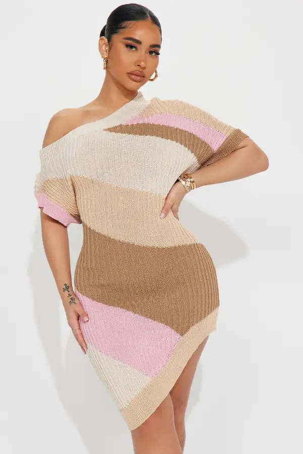 Neapolitan Sweater Midi Dress - Multi Color