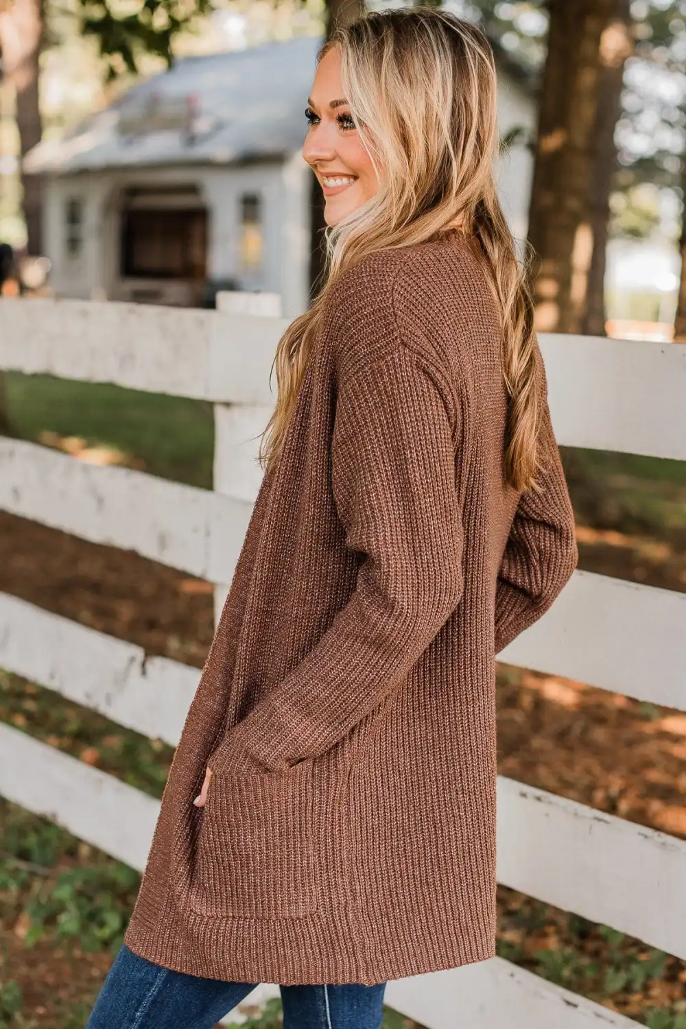 Take Me Places Knit Cardigan- Brown