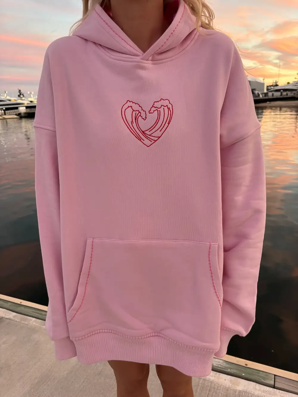Bubblegum Ocean Heart Stitched Hoodie
