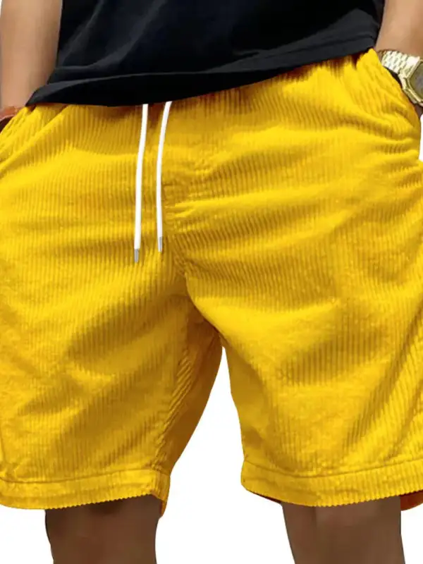 Minimal Drawstring Cotton Blend Casual Shorts