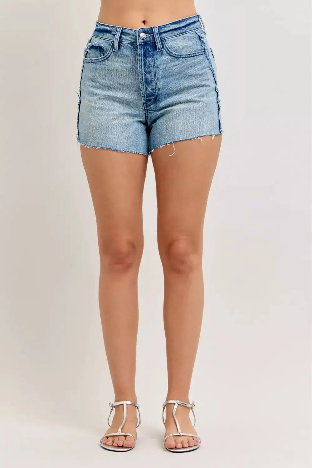 Judy Blue Hw Rigid Magic Cut Off Denim Shorts with Raw Side Seams