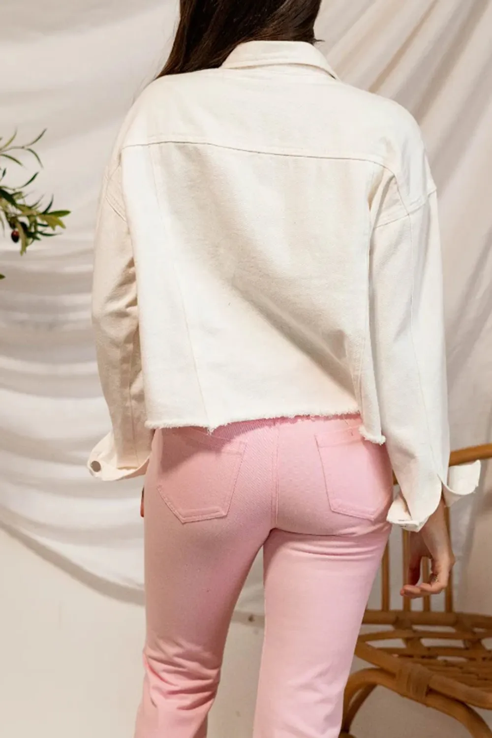 Raw Hem Button Up Jacket