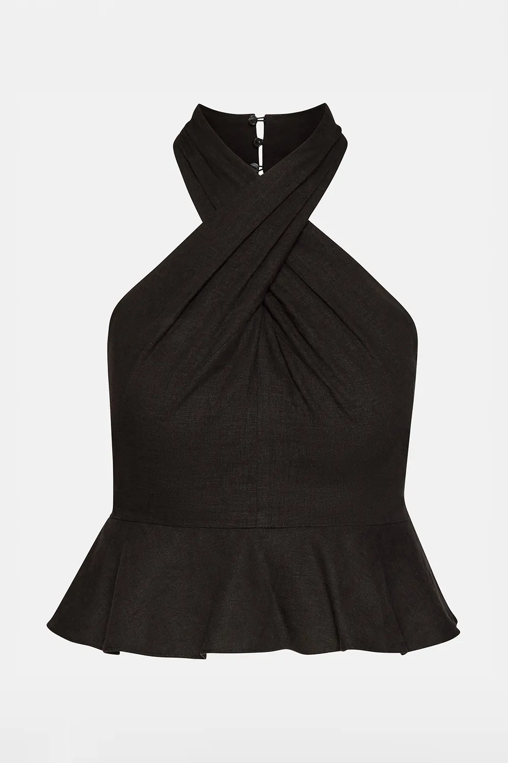 LINEN TOP BLACK