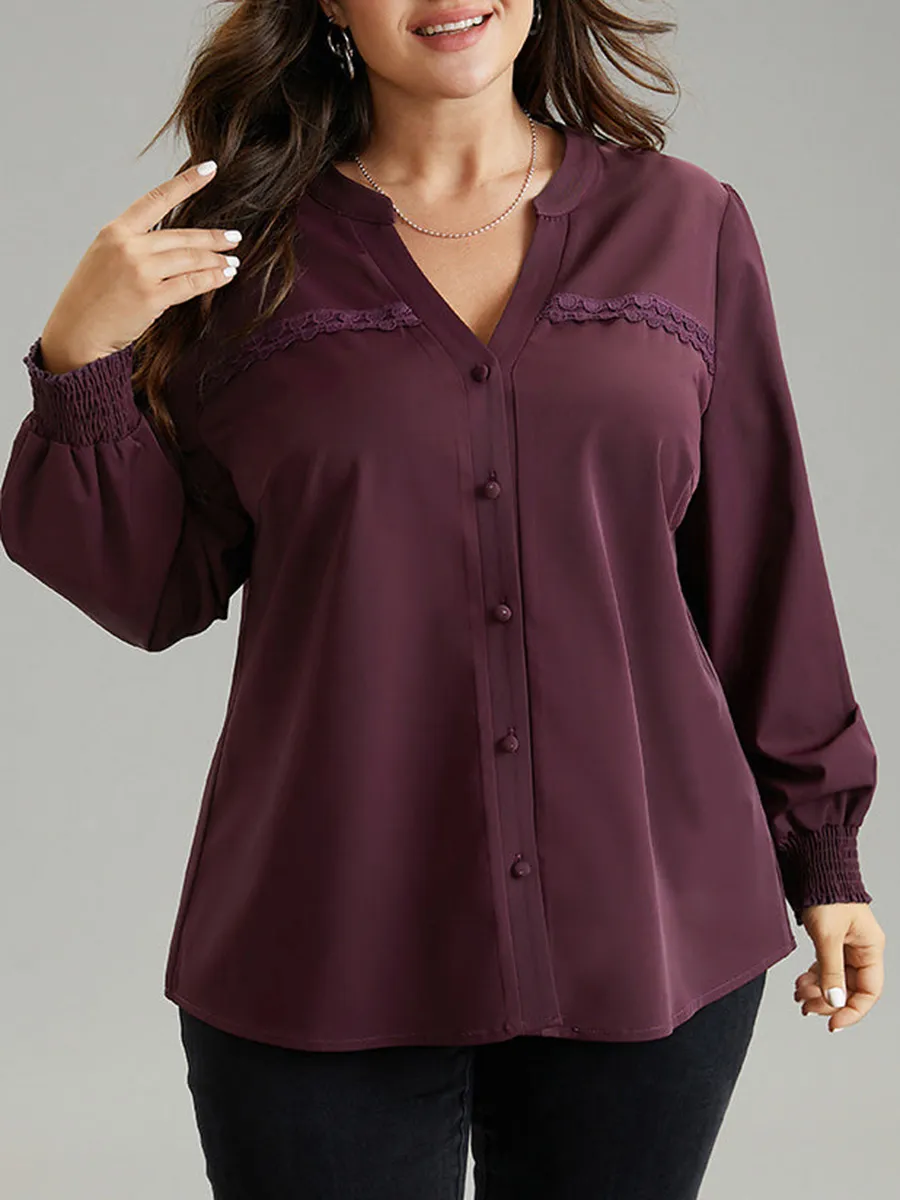 Elegant Burgundy V-neck shirt