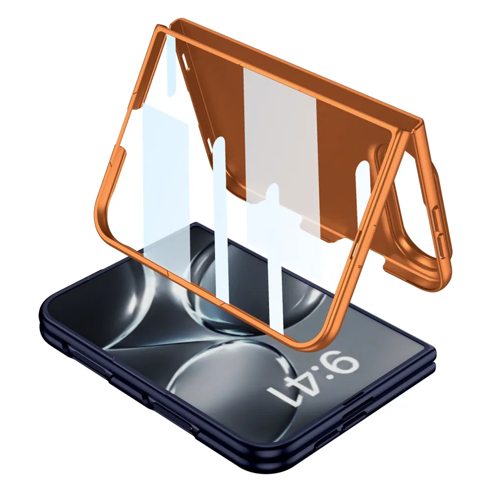 iPhone Duo - Magnetic Hinge Protection Fashion Cover Built-in Tempered Glass Film & Magnetic Ring