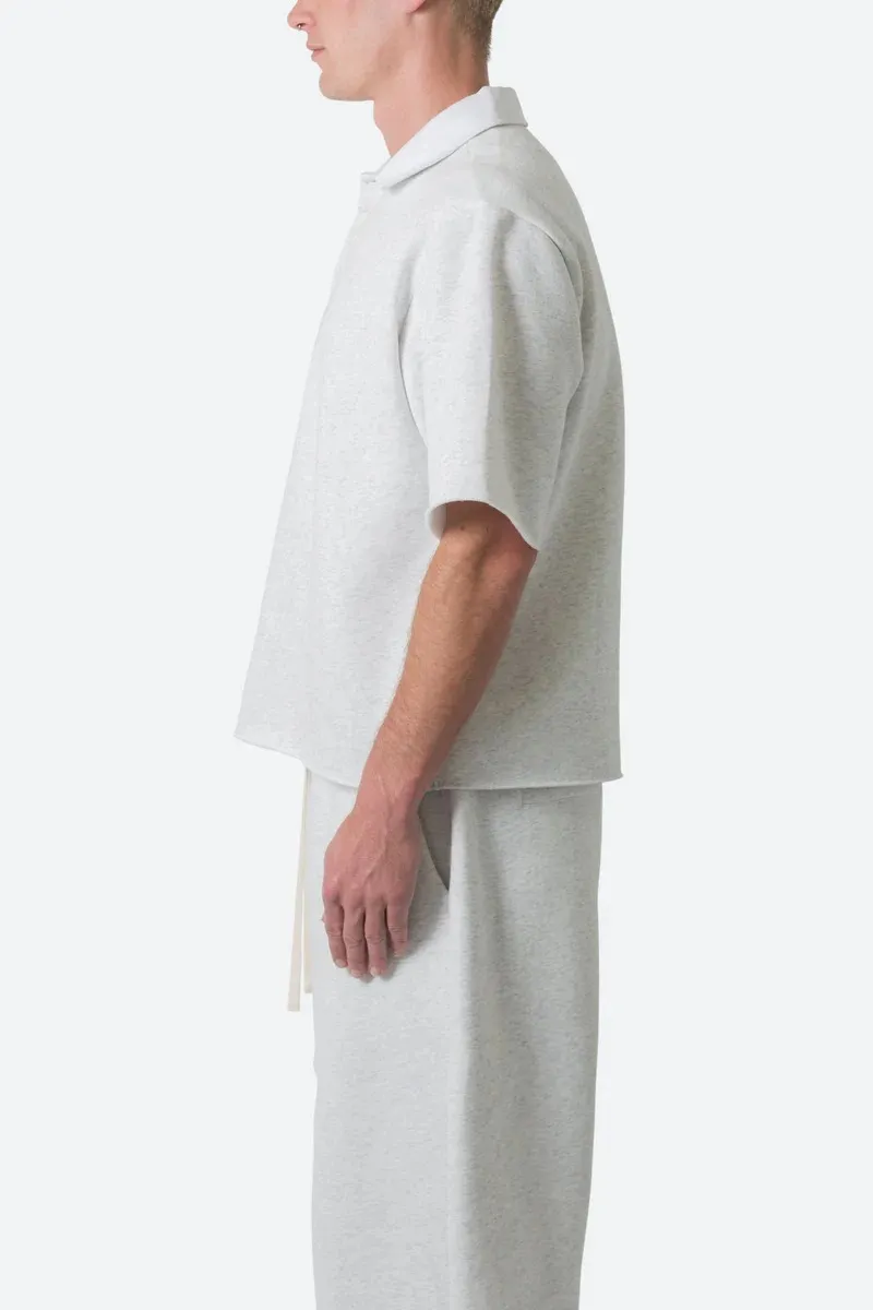LIGHT GRAY FLEECE OVERSIZED POLO SHIRT