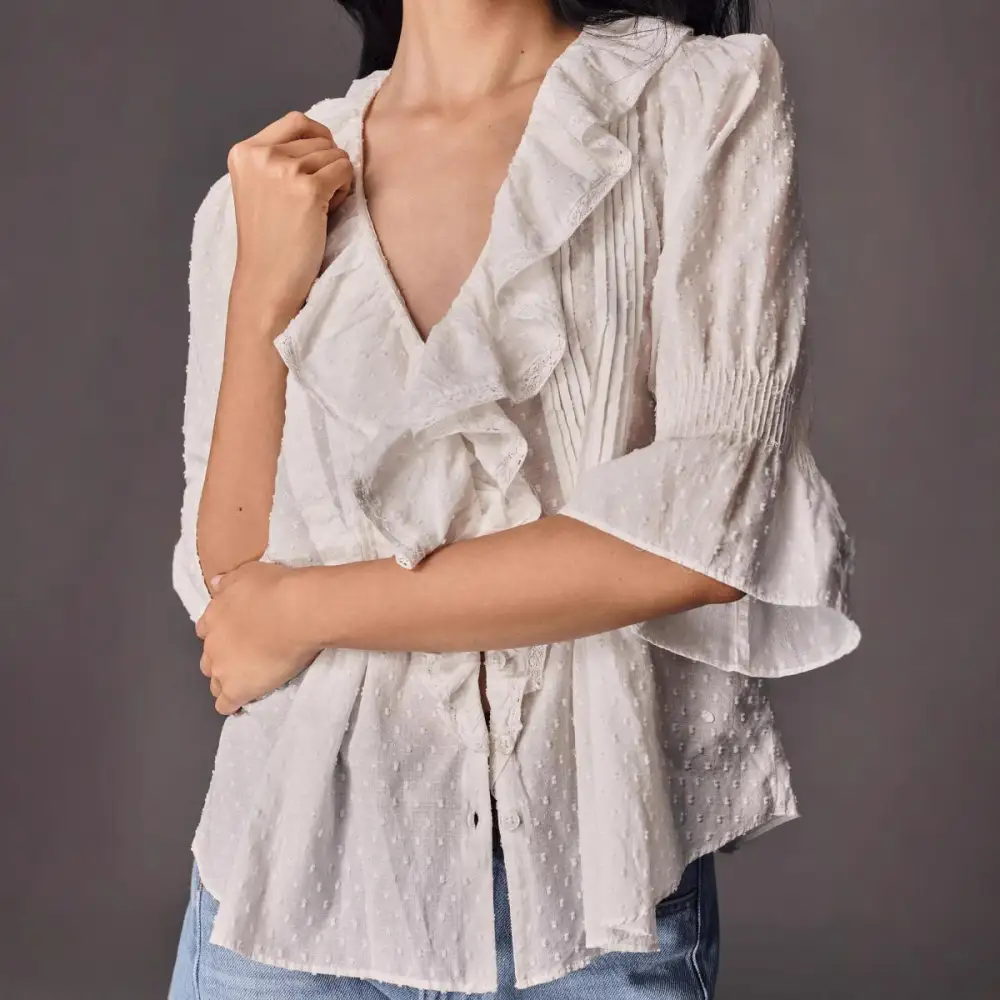 Jacquard Ruffle Edge Shirt