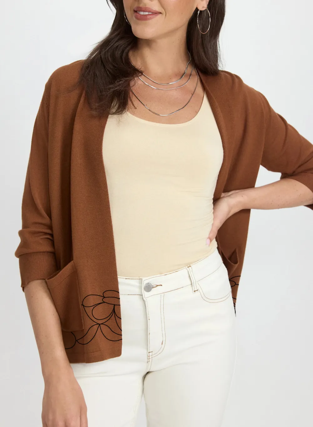 Short-Length Solid Color Cardigan
