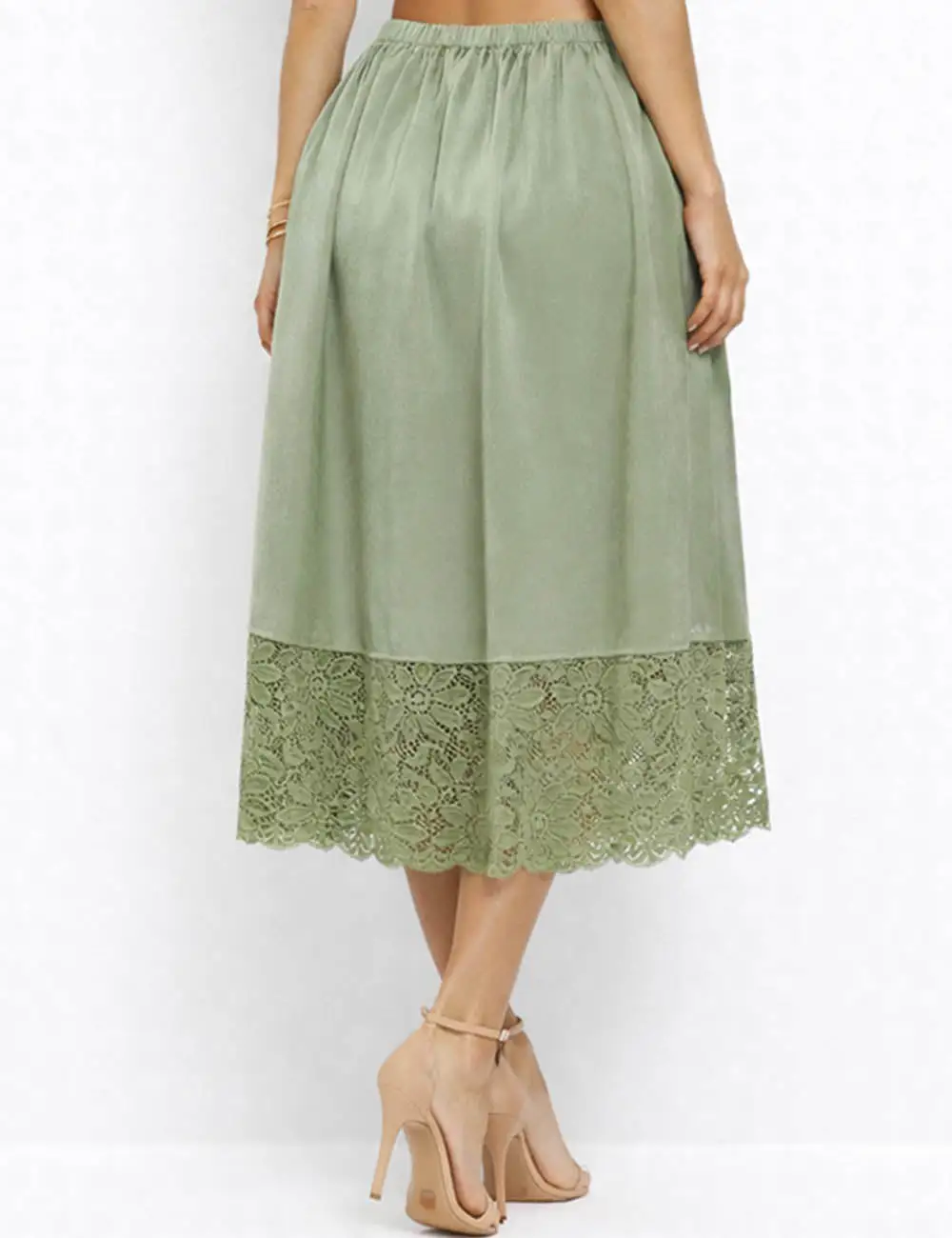 Boho Lace Hem Drawstring Waist Wide Leg Shorts