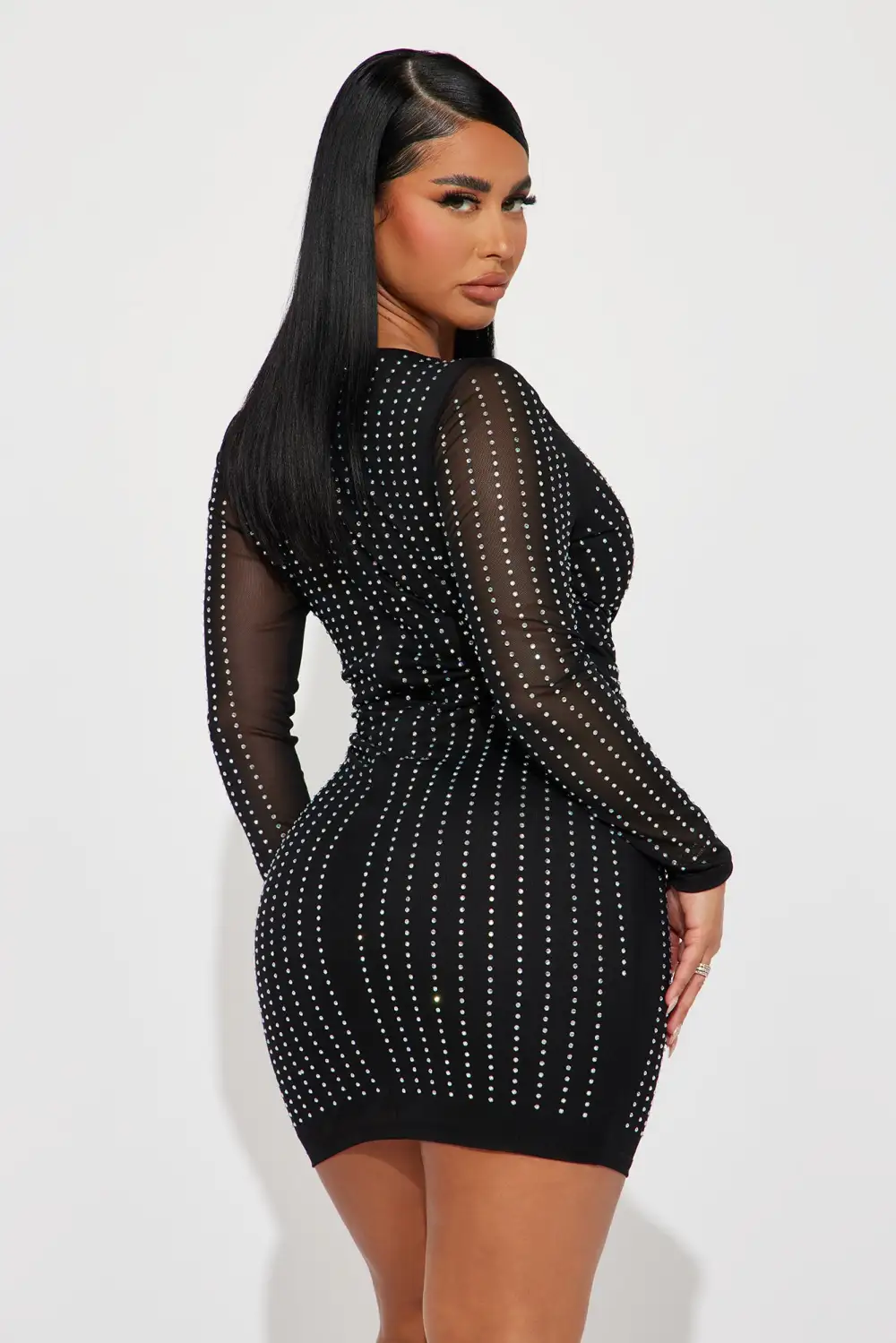 Kinsley Embellished Mini Dress - Black