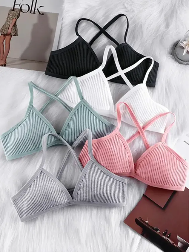 Wireless Sports Bra Comfort and Style with Cross-Strap Bra & Bralette