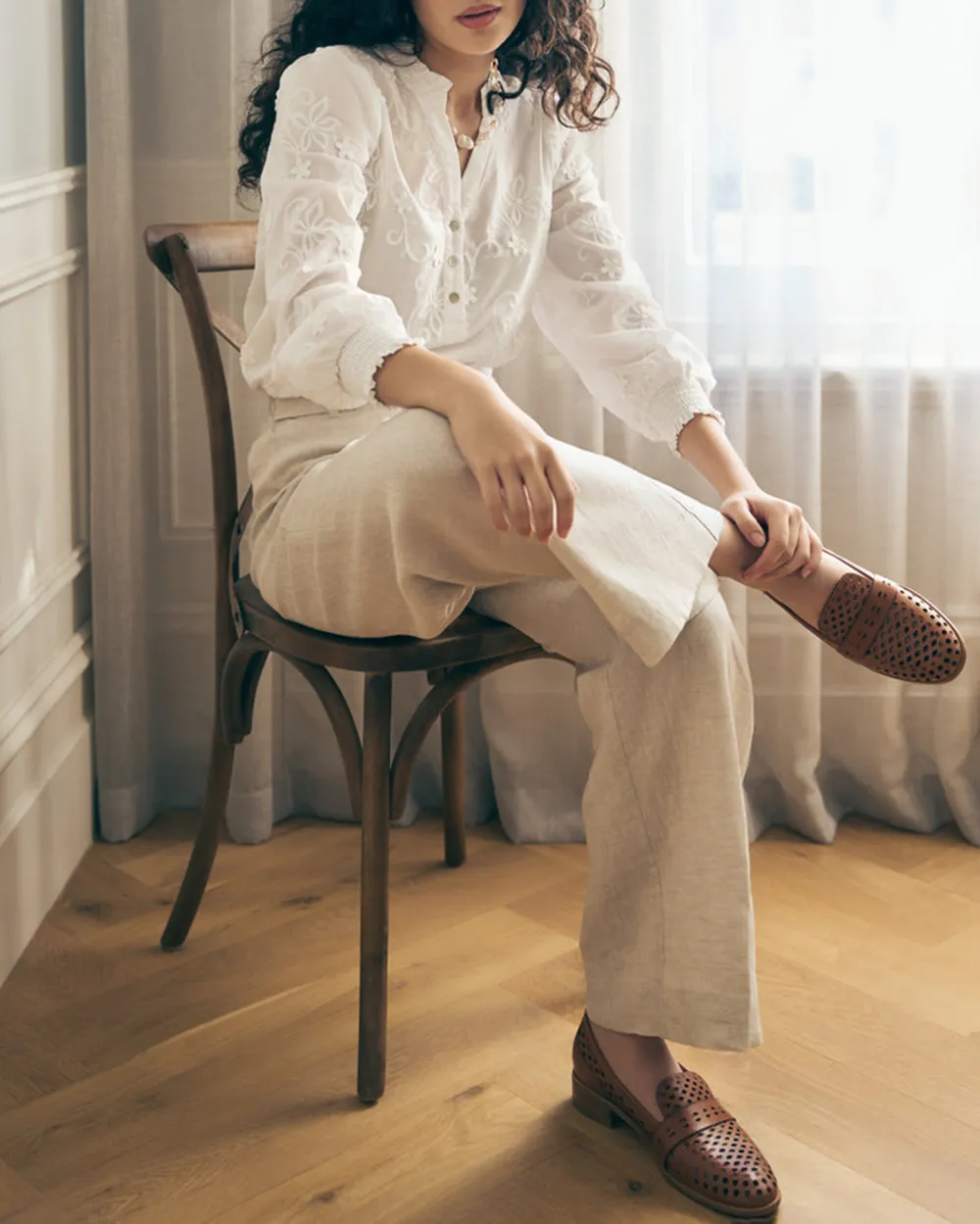 3D Floral Cotton Blouse