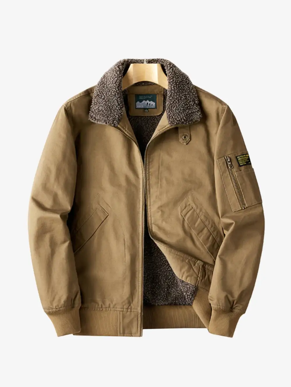 Men'S Sherpa Lined Pocketed Bomber Jacket
