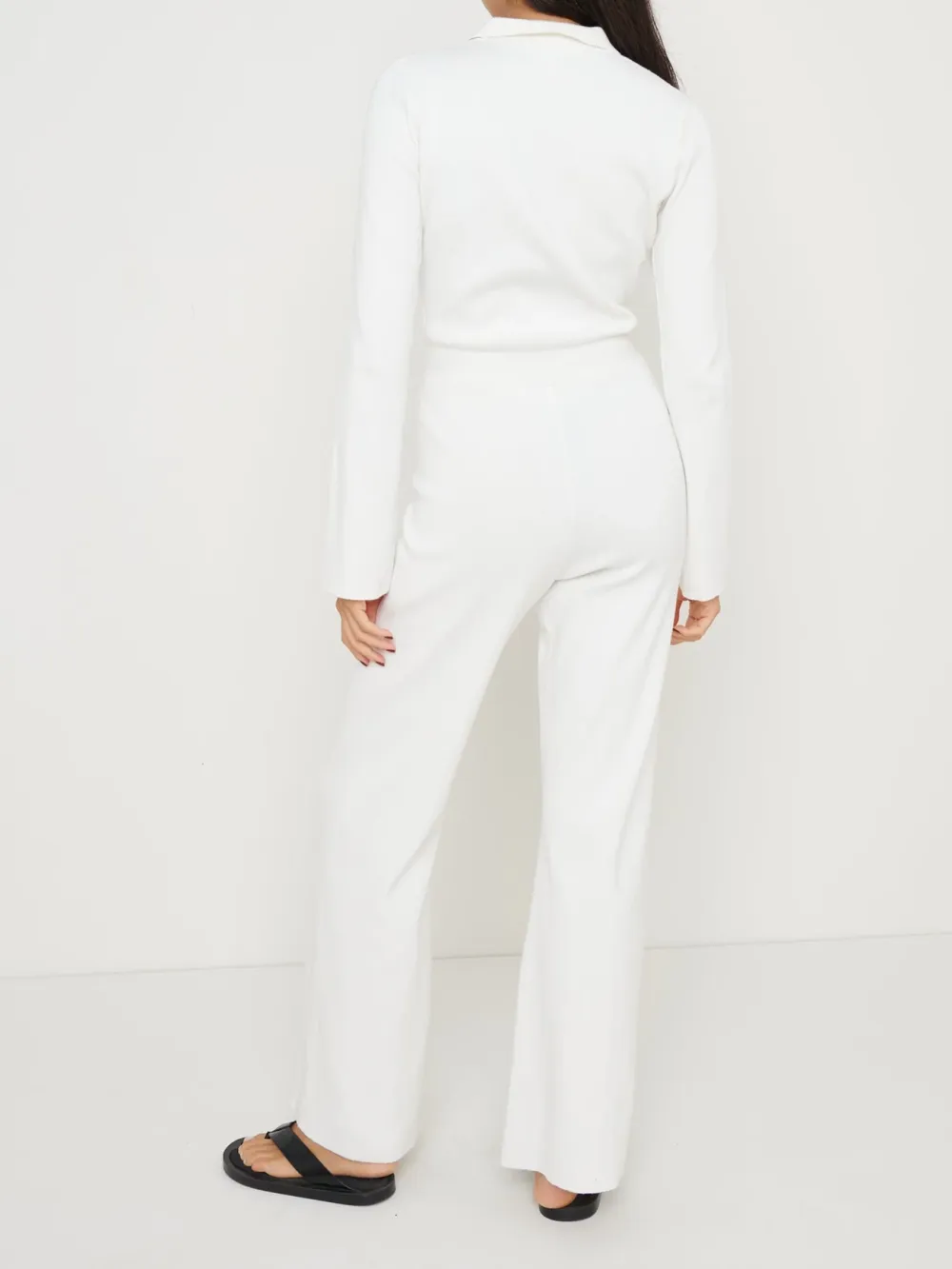 Wide Leg Knit Jumpsuit- Beige Marl