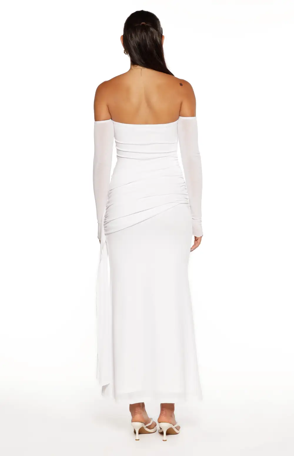 Ruched Strapless Long Sleeve Maxi Dress