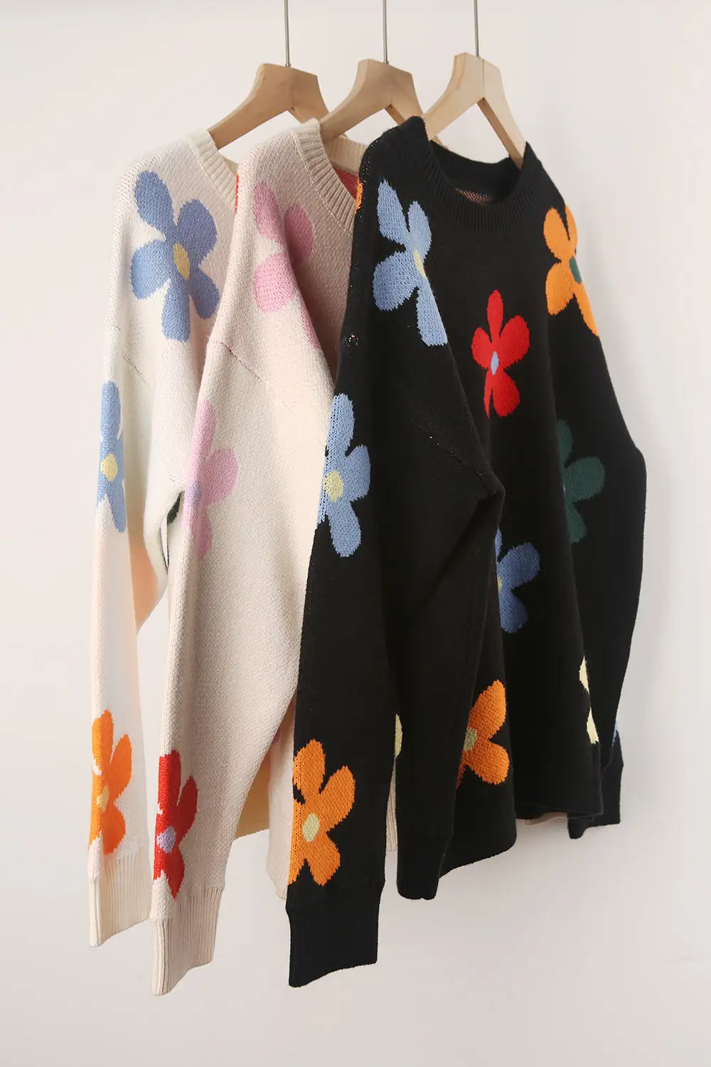 Multicolored Flowers Long Sleeve Sweater