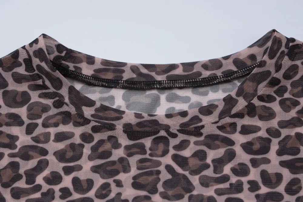 Leopard Mesh Long Sleeve Tee