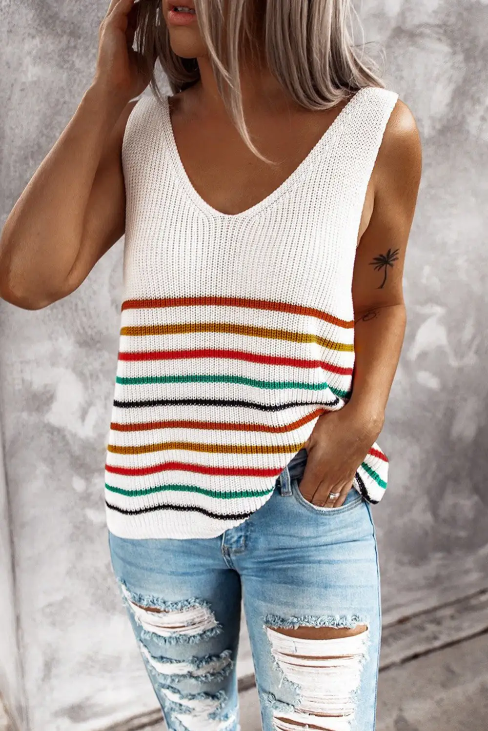 Stripes Knit Tank Top
