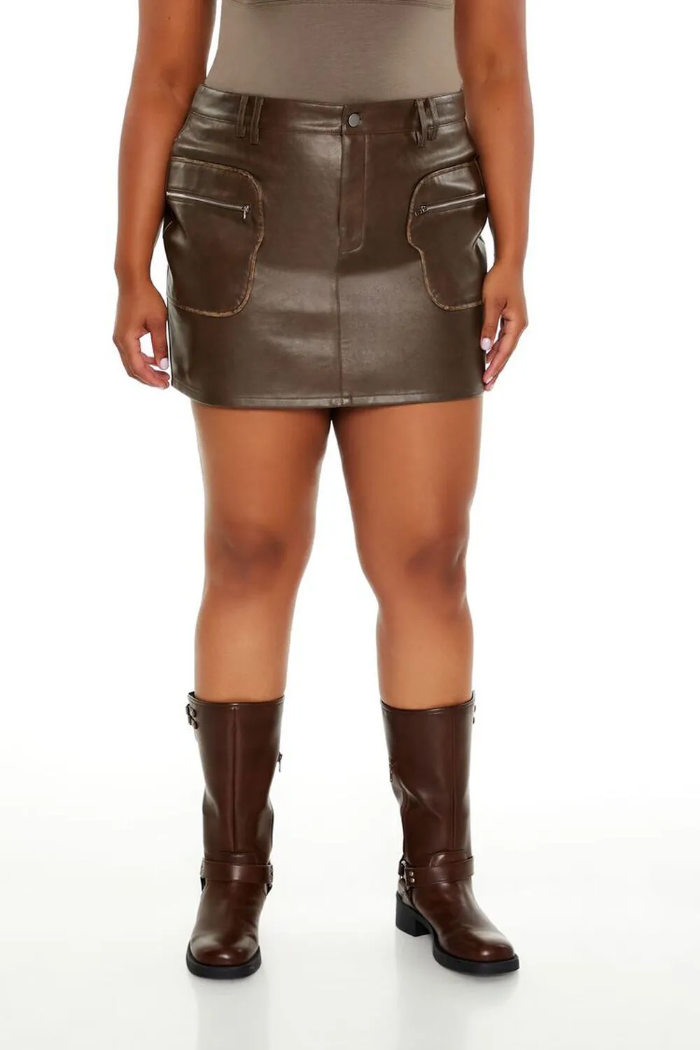 Plus Size Faux Leather Mini Skirt