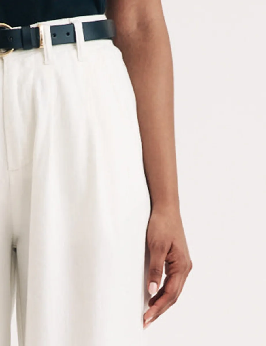 White Double Pleated Wide Leg Ava Trousers