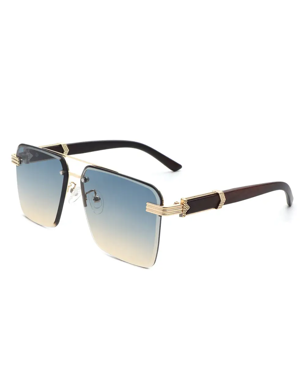 Structured Square Rimless Frame Sunglasses