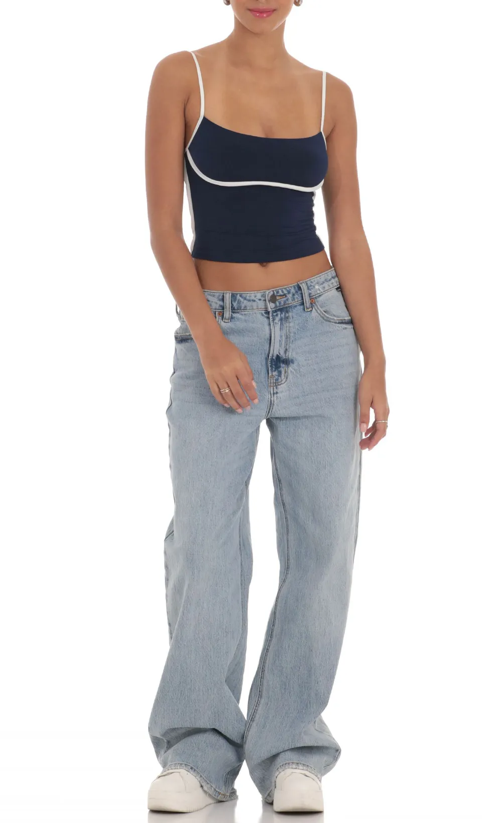 Outline Crop Top in Navy