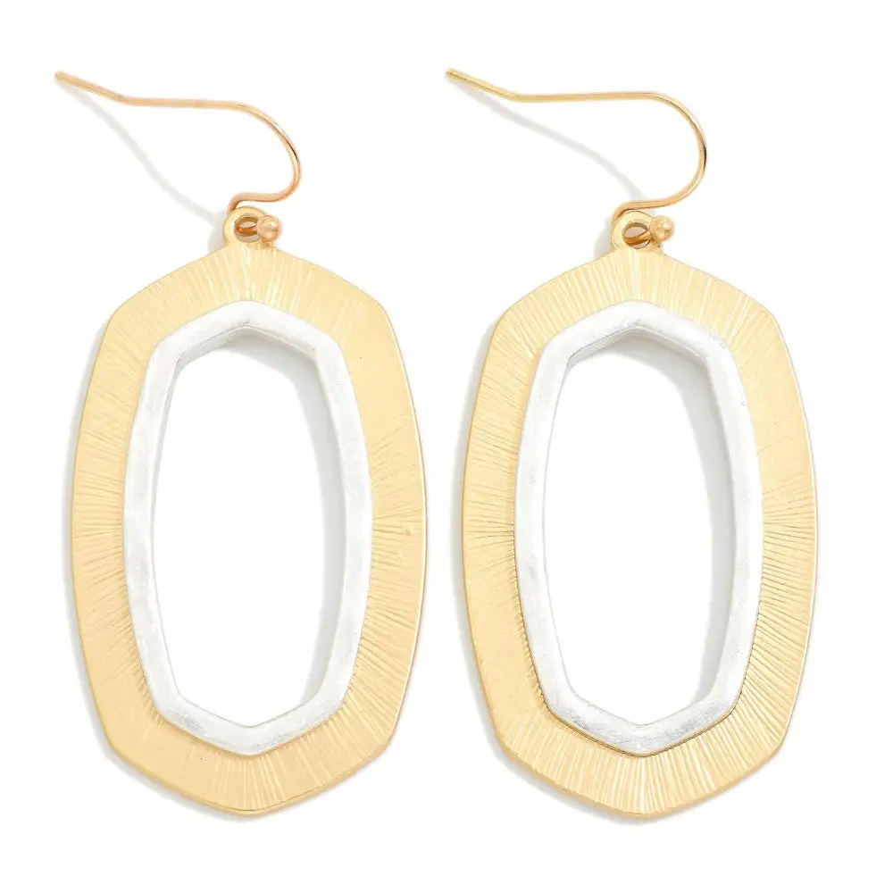 Brushed Oval Drop Earrings