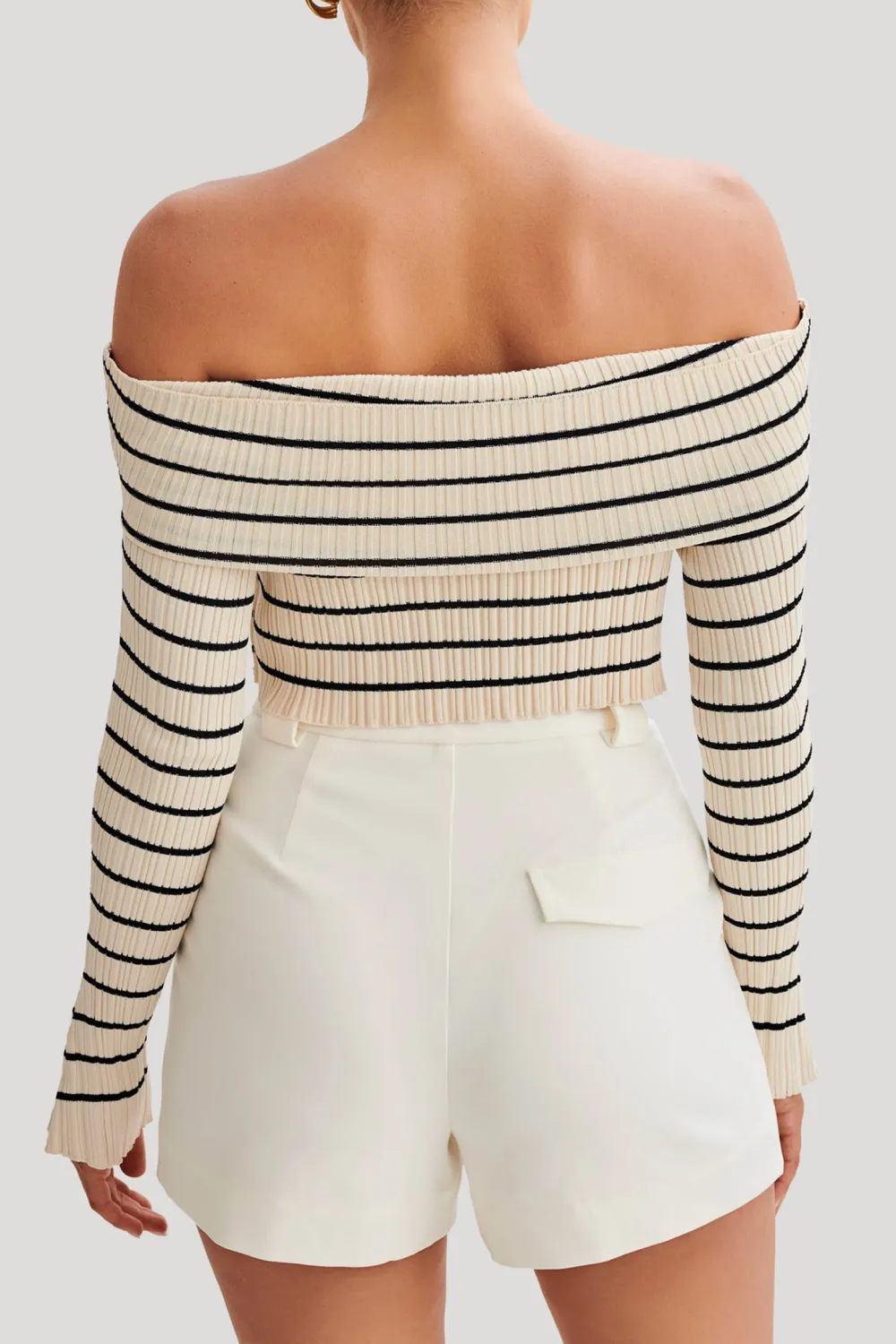 Striped Off Shoulder Knit Top