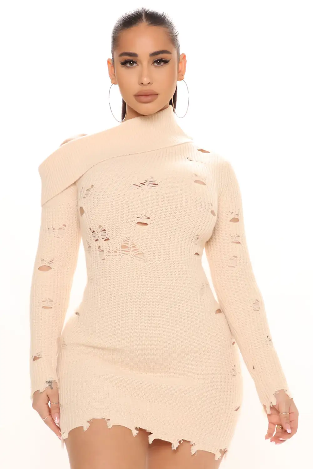 Stormi Sweater Mini Dress - Cream