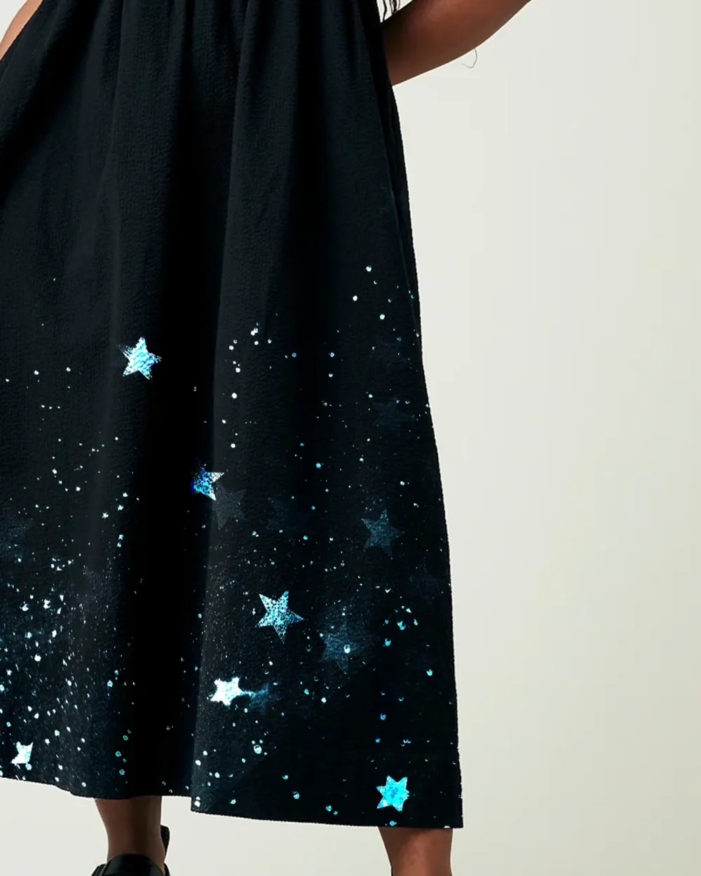BLACK SEERSUCKER DRESS