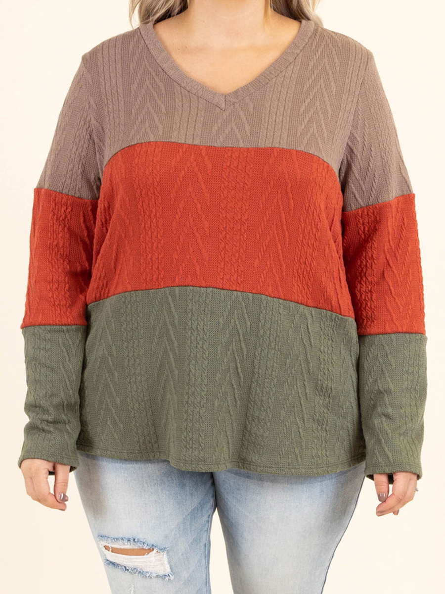 Multi color patchwork jacquard loose knit sweater